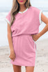Casual Chic Textured Knit Contrast Trim Crewneck Tee And Pocketed Skirt Set
